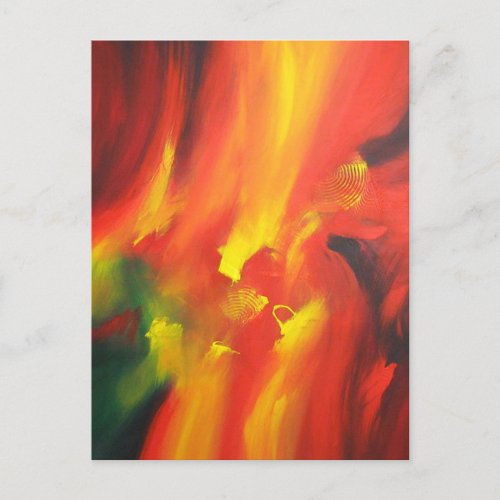 Colorful Modern Expressionist Abstract Painting Postcard