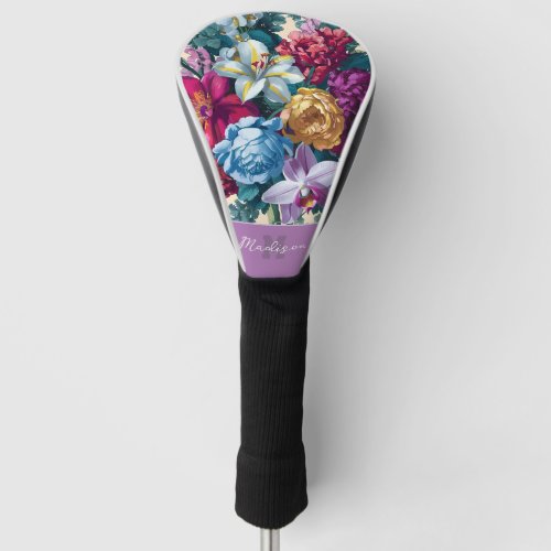Colorful modern floral arrangement  golf head cover
