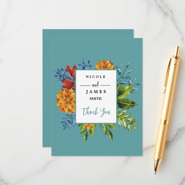 Colorful Modern Floral Enclosure Card (Front/Back In Situ)