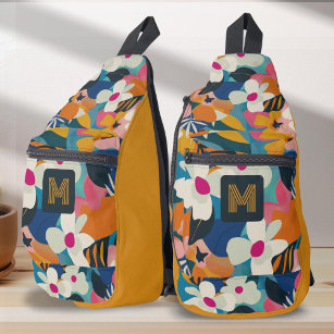 Colorful modern floral nature pattern women sling bag