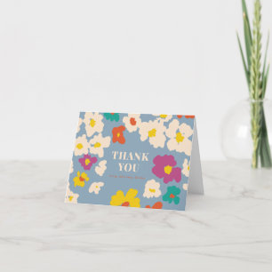 Colorful Modern Floral Personal Letterpress Thank You Card