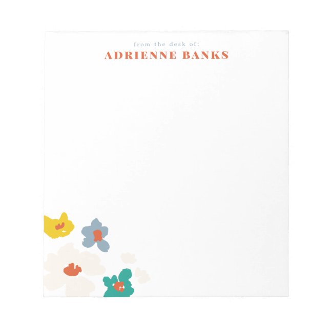 Colorful Modern Floral Personal Stationery Note (Front)