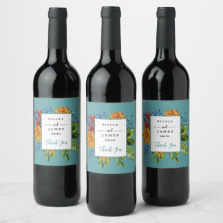 Colorful Modern Floral Wine Label
