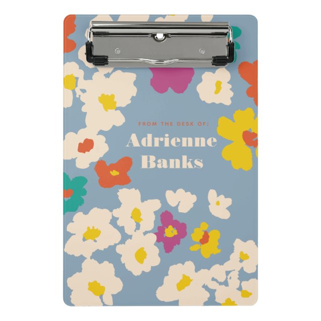 Colorful Modern Flowers Personalized Mini Clipboard (Front)