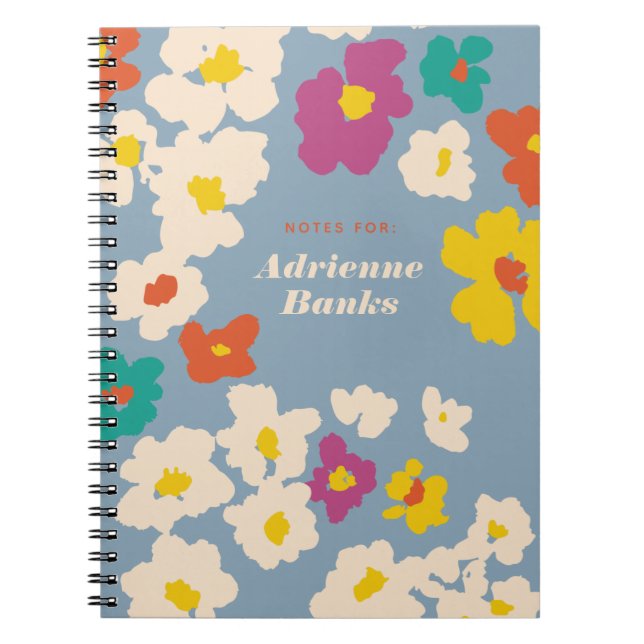 Colorful Modern Flowers Personalized Notebook (Front)