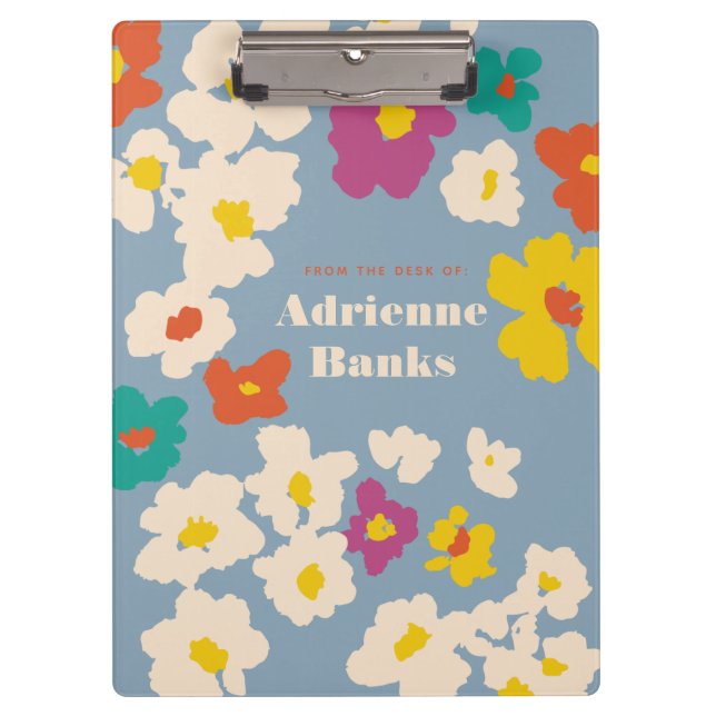 Colorful Modern Flowers Personalized Notebook Clipboard (Front)