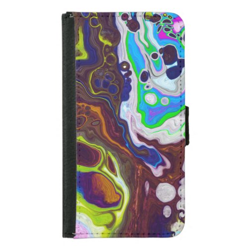 Colorful Modern Fluid Art Pour Painting Cells   Samsung Galaxy S5 Wallet Case