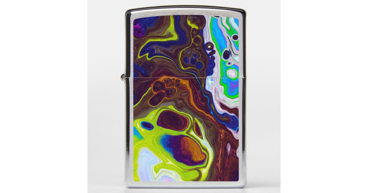 Colorful Modern Fluid Art Pour Painting Cells Zippo Lighter | Zazzle