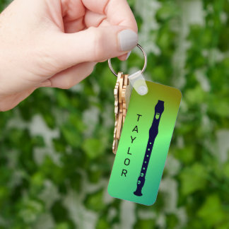 Colorful Modern Flute Minimal Flutist Personalized Keychain