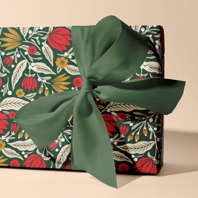 Colorful Modern Folk Floral Christmas Holiday Wrapping Paper (Creator Uploaded)