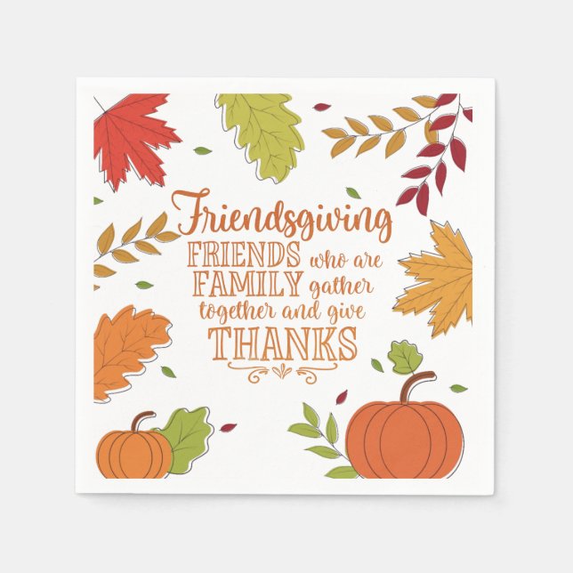 Colorful Modern Friendsgiving Napkin (Front)