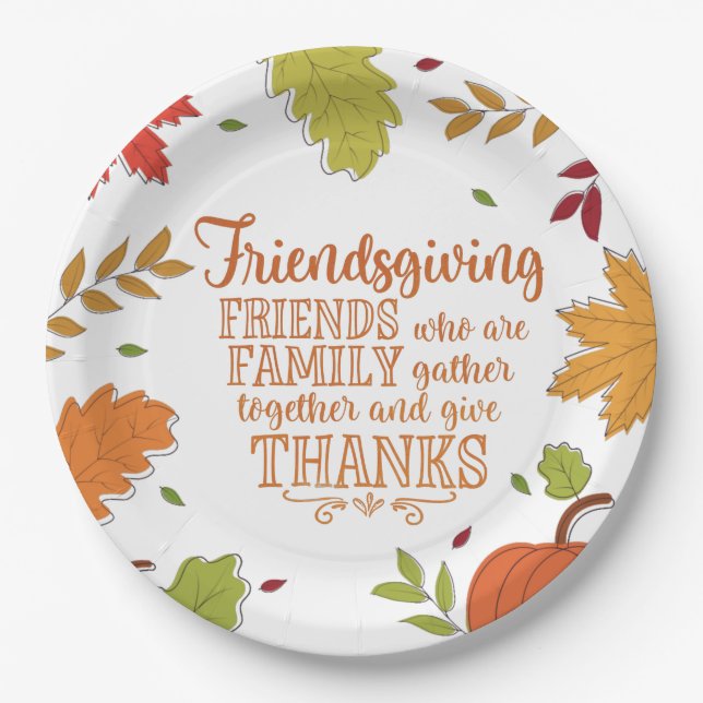 Colorful Modern Friendsgiving Paper Plate (Front)