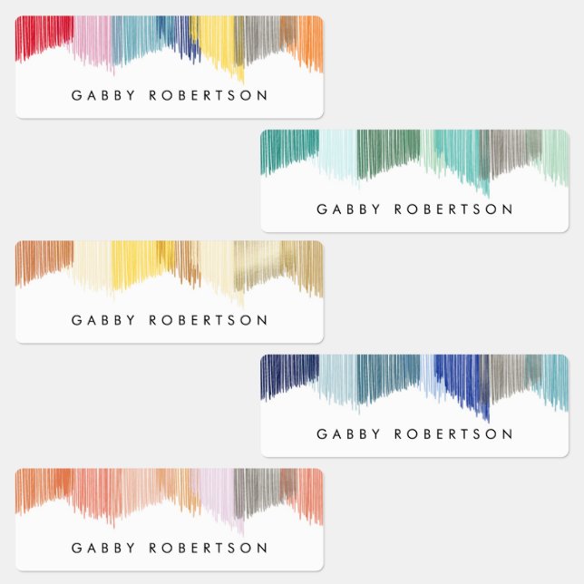 Colorful Modern Fringe Personalized Name Labels (Group)