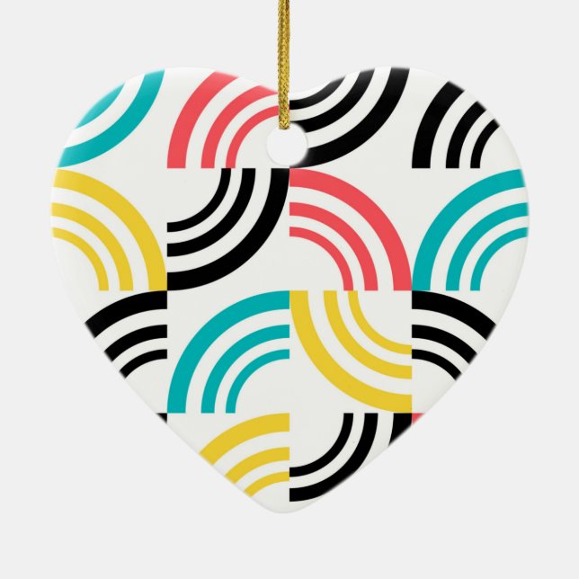 Colorful, modern, fun, cheerful geometric graphic ceramic ornament (Back)