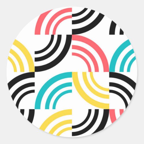 Colorful modern fun cheerful geometric graphic classic round sticker
