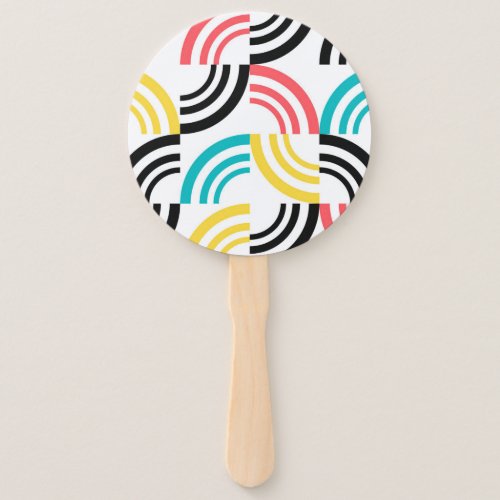 Colorful modern fun cheerful geometric graphic hand fan
