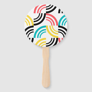 Colorful, modern, fun, cheerful geometric graphic hand fan