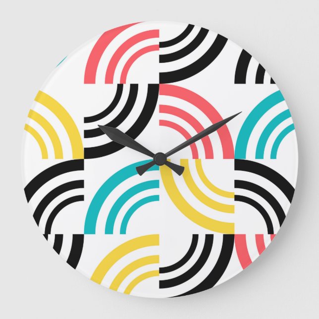 Colorful, modern, fun, cheerful geometric graphic large clock (Front)