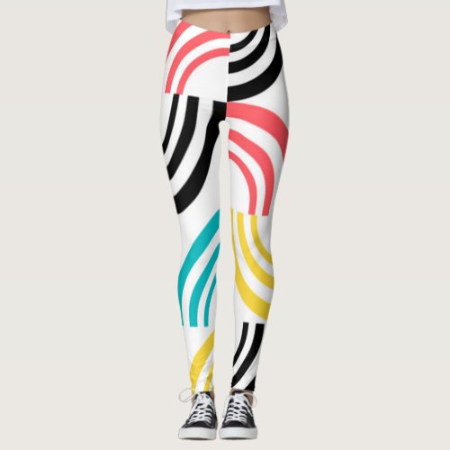 Colorful modern fun cheerful geometric graphic leggings