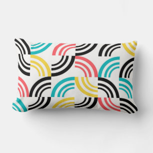Colorful, modern, fun, cheerful geometric graphic lumbar pillow