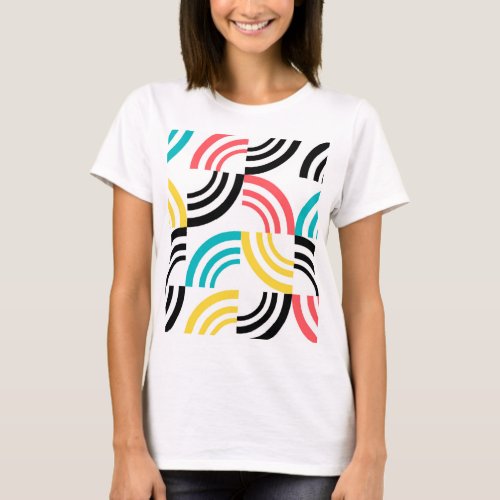 Colorful modern fun cheerful geometric graphic T_Shirt