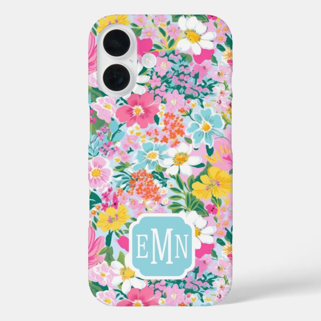Colorful Modern Garden Monogrammed Case-Mate iPhone Case (Back)
