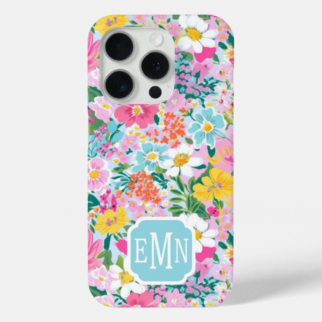 Colorful Modern Garden Monogrammed Case-Mate iPhone Case (Back)