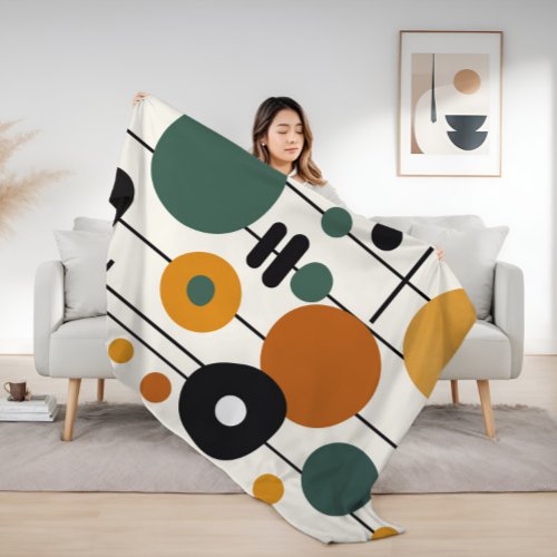 Colorful Modern Geometric Abstract Art Fleece Blanket