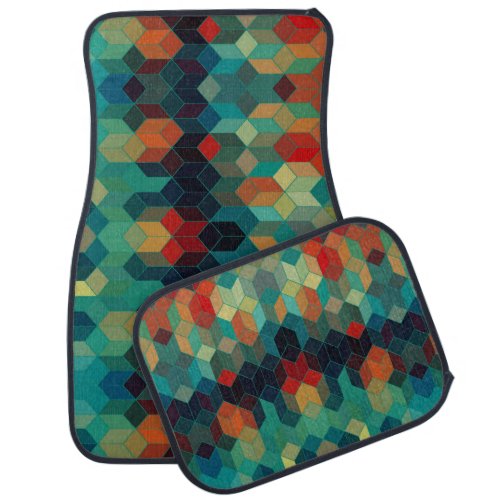 Colorful Modern Geometric Abstract Cubes Pattern Car Mat