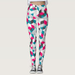 Colorful Modern Geometric Abstract Pattern Leggings<br><div class="desc">Modern,  graphic and unique leggings featuring charcoal,  white,  gray,  teal and magenta geometric abstract pattern.</div>