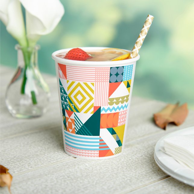 Colorful Modern Geometric Abstract Pattern  Paper Cups (Creator Uploaded)