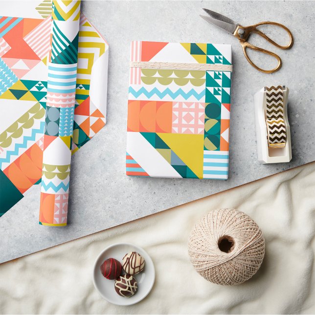 Colorful Modern Geometric Abstract Pattern  Wrapping Paper (Creator Uploaded)