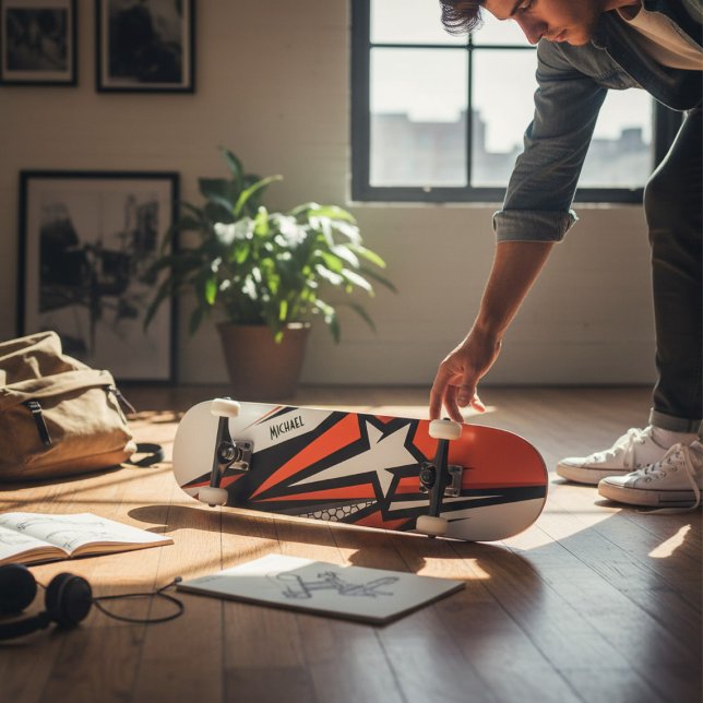 Colorful Modern Geometric Abstract Star Pattern Skateboard (Creator Uploaded)