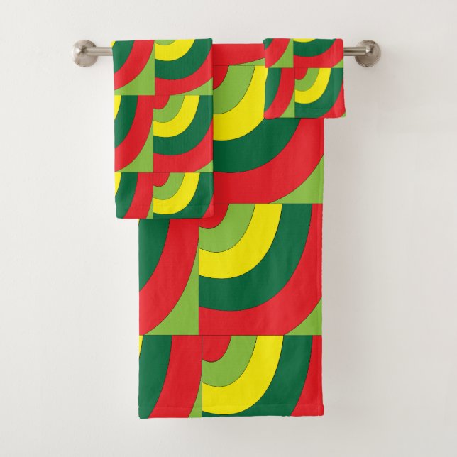 Colorful Modern Geometric Arch Pattern  Bath Towel Set (Insitu)