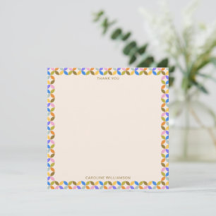 Colorful Modern Geometric Border Personalized Name Thank You Card