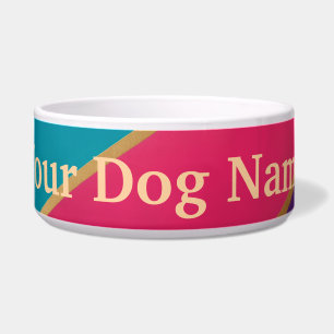 Colorful Modern Geometric Custom Name Pet Bowl