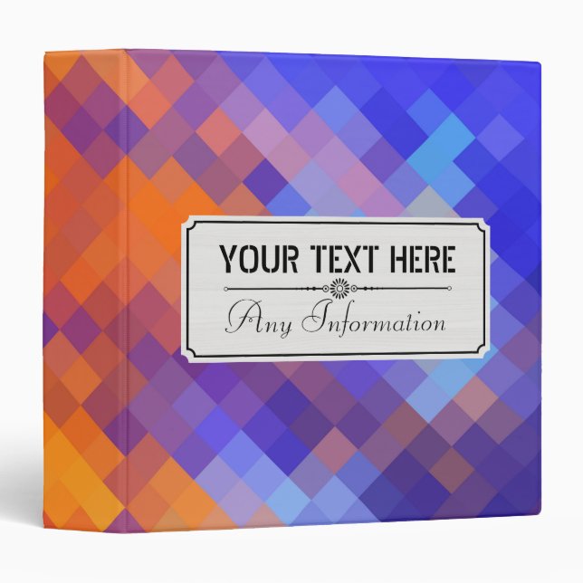 Colorful Modern Geometric Diamond Pattern #17 3 Ring Binder (Front/Spine)