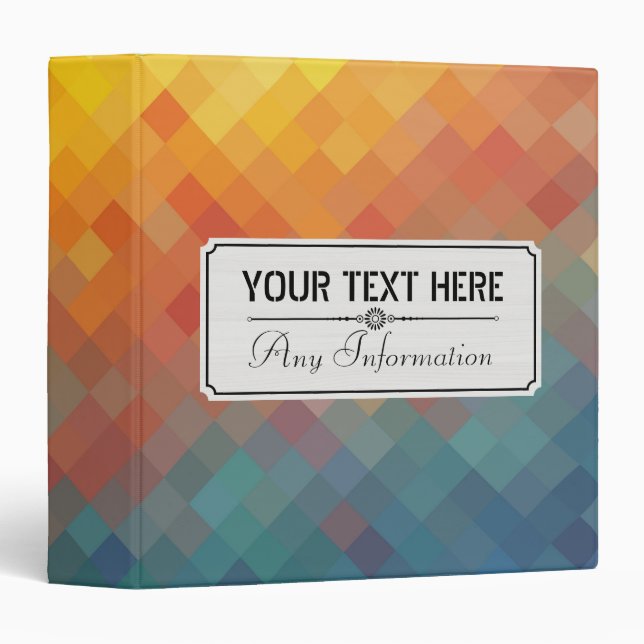 Colorful Modern Geometric Diamond Pattern #18 3 Ring Binder (Front/Spine)