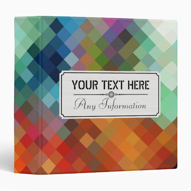 Colorful Modern Geometric Diamond Pattern #19 Binder (Front/Spine)
