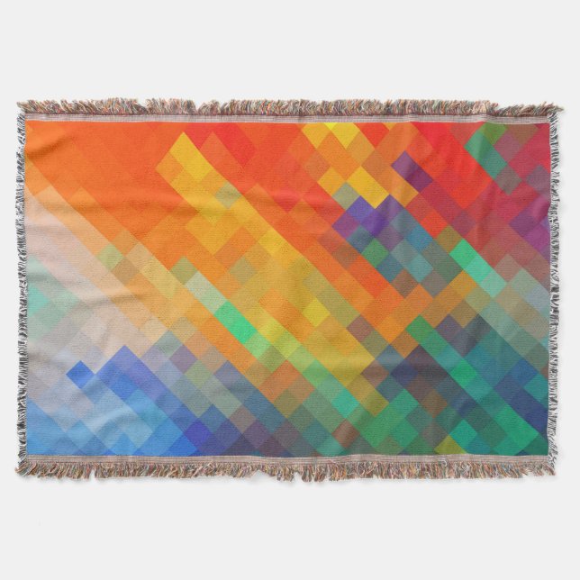 Colorful Modern Geometric Diamond Pattern #20 Throw Blanket (Front)