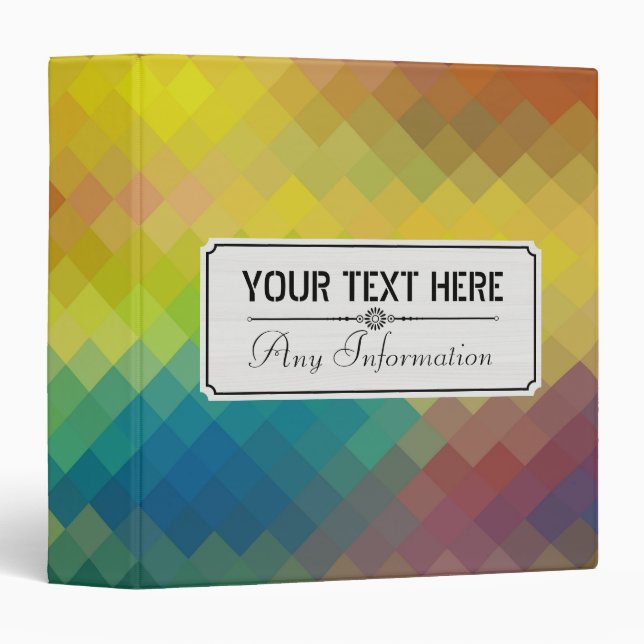 Colorful Modern Geometric Diamond Pattern #3 Binder (Front/Spine)