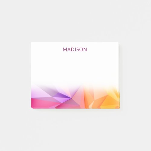 Colorful Modern Geometric Girly Personalized Name Post_it Notes