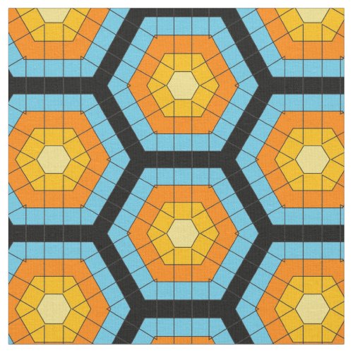 Colorful Modern Geometric Honeycomb Pattern Fabric