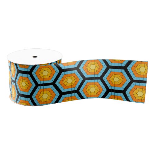 Colorful Modern Geometric Honeycomb Pattern Grosgrain Ribbon