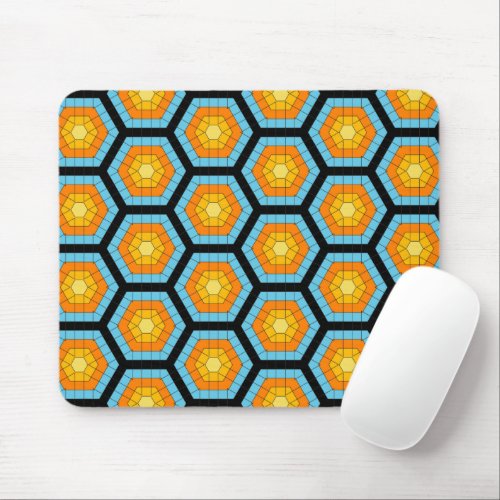 Colorful Modern Geometric Honeycomb Pattern Mouse Pad