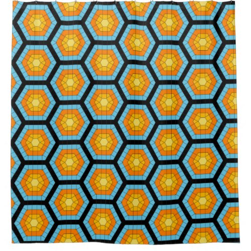 Colorful Modern Geometric Honeycomb Pattern Shower Curtain