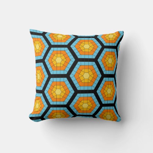 Colorful Modern Geometric Honeycomb Pattern Throw Pillow