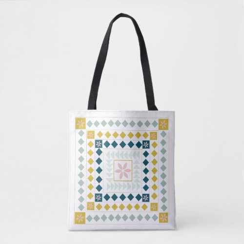 Colorful Modern Geometric Medallion Art Design Tote Bag