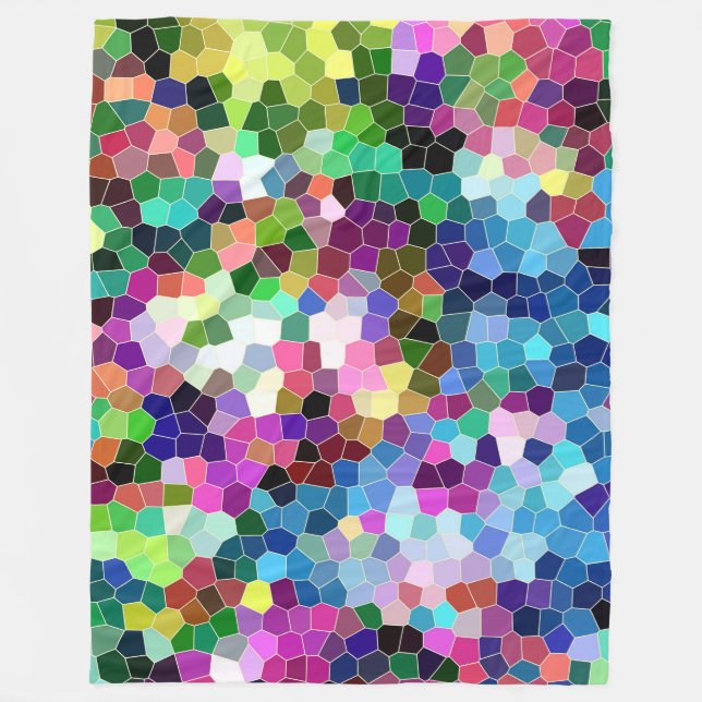 Colorful Modern Geometric Mosaic Tiles Fleece Blanket (Front)