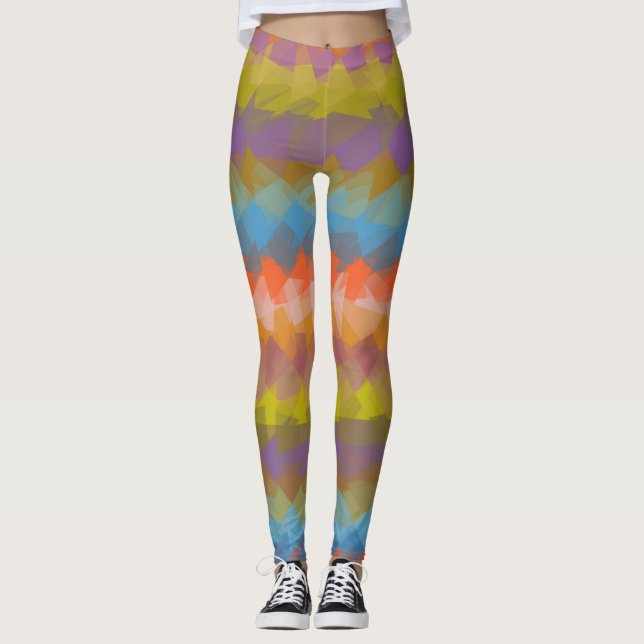 Colorful Modern Geometric Pattern #37 Leggings (Front)